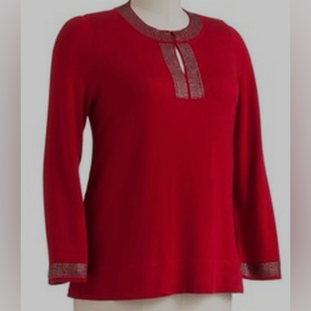 Dana Buchman Red Tunic with Silver Accents